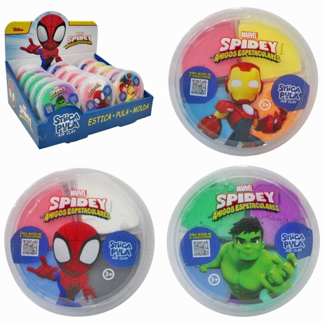 MASSINHA DE MODELAR STIICA E PULA SPIDEY AMIGOS ESPETACULARES COM 4 CORES 20G NO POTE