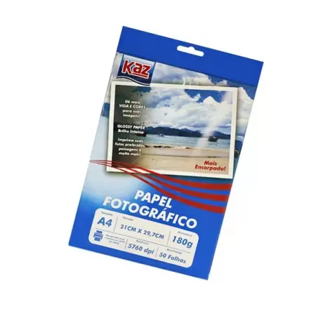 PAPEL FOTOGRÁFICO GLOSSY A4 180G C/ 50 FOLHAS