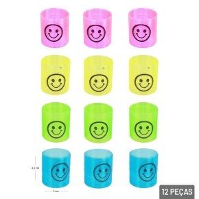 MINI MOLA MALUCA 12 PEÇAS DE PLÁSTICO EMOJI COLOR