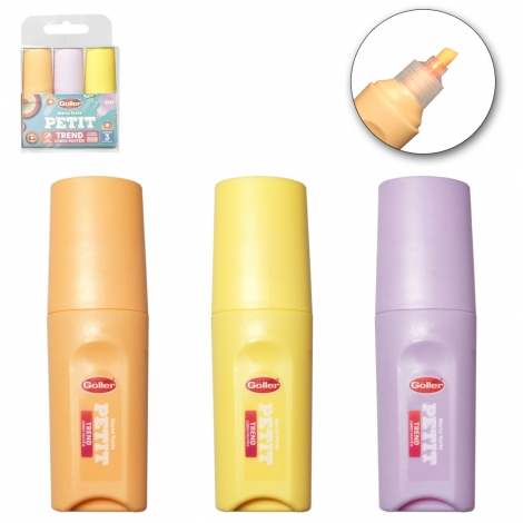 CANETA MARCA TEXTO PETIT TREND PASTEIS COM 3 PECAS LARANJA/LILÁS/AMARELO