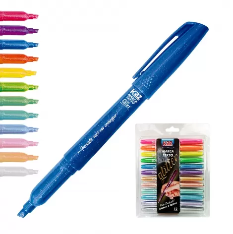MARCA TEXTO 12 CORES GLITTER