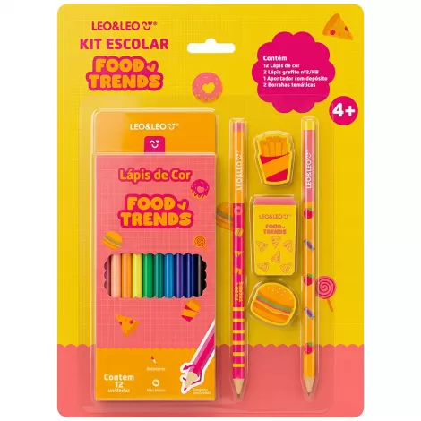 KIT ESCOLAR FOOD TRENDS 17 ITENS CAIXA C/6 KITS