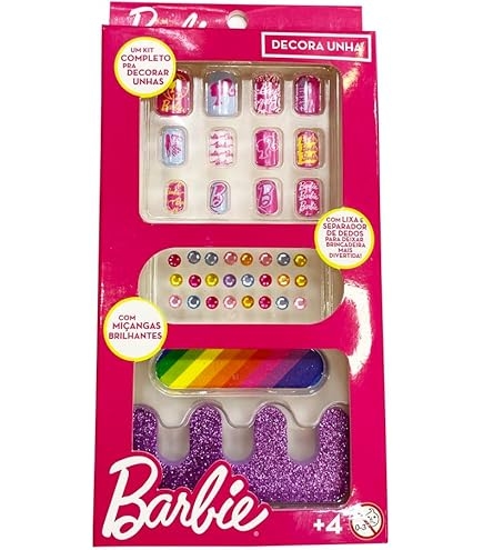BARBIE KIT MANICURE INFANTIL COM UNHAS POSTICAS 38 PECAS