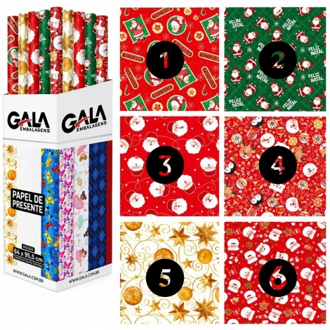 PAPEL DE PRESENTE NATALINO ROLO COM 1 FOLHA 64X95,5CM