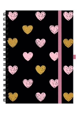 CADERNO COLLEGE ARGOLADO BLACK HEART 80FLS