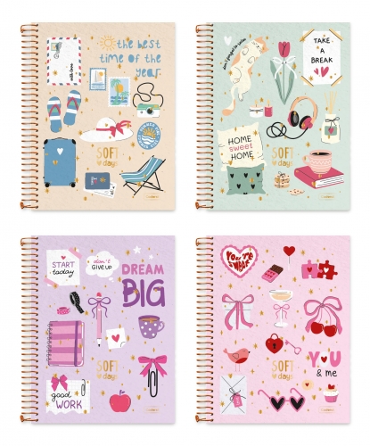 CADERNO UNIVERSITÁRIO CAPA DURA – SOFT DAYS - 10 MATÉRIAS - 160FLS