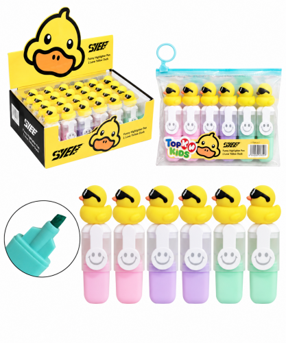 CANETA MARCA TEXTO TOP KIDS COM 6 PECAS - PATOS